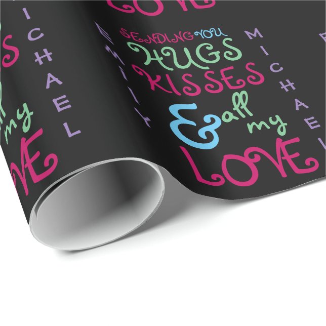 Papel De Regalo TEXTO Funky moderno de San Valentín personalizado  (Esquina del rollo)