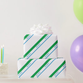 Papel De Regalo Texto mínimo verde azul grande de banda japonesa