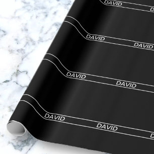 Papel De Regalo Texto personalizable   Negro y blanco moderno y ne