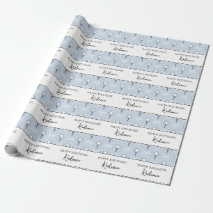 Papel De Regalo Texto personalizado lazo azul blanco lindo patrón 