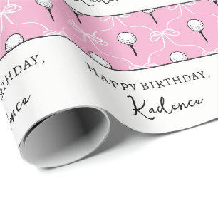 Papel De Regalo Texto personalizado lazo rosa blanco patrón de gol