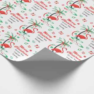 Papel De Regalo Texto rojo de las Felices Navidad del flamenco del