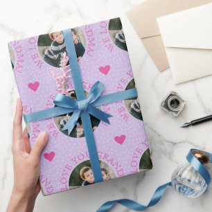 Papel De Regalo Texto y fotos de personalizado de la abuela púrpur