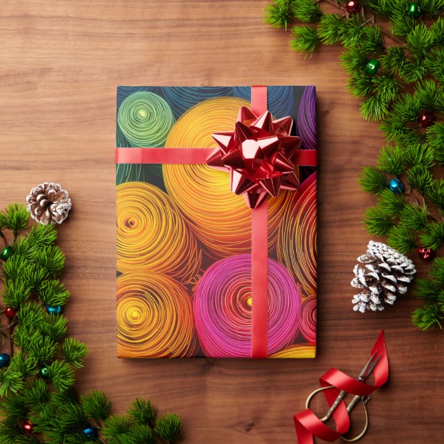Papel De Regalo Textura abstracta de círculos concéntricos multico (Regalo de vacaciones)