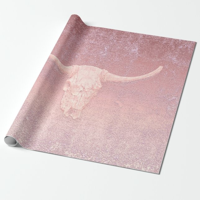 Papel De Regalo Textura de arte rosado Rodeo Rústico Burro cráneo (Desenrollado)