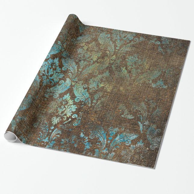 Papel De Regalo Textura de Damasco Antiguo (Desenrollado)