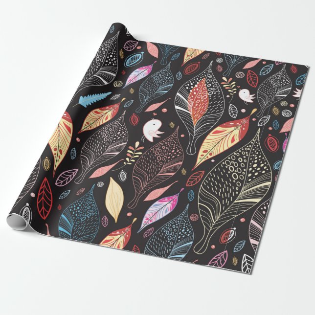 Papel De Regalo Textura de hoja de otoño (Desenrollado)
