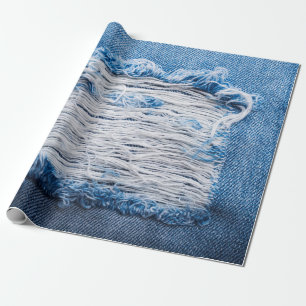 Papel De Regalo Textura de jeans de denim azul rotos con espacio p