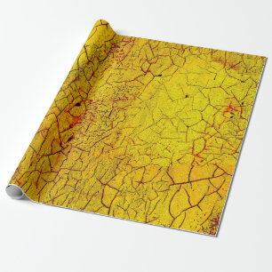 Papel De Regalo Textura de la pintura amarilla antigua agrietada a
