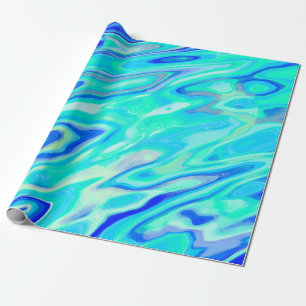 Papel De Regalo Textura de mármol azul Aqua Resumen Patrón líquido