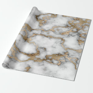 Papel De Regalo Textura de mármol de oro blanco frío