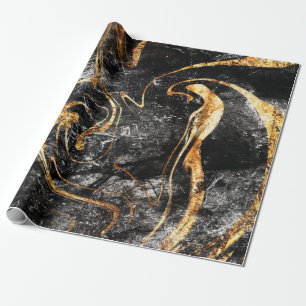 Papel De Regalo Textura de mármol de oro negro genial