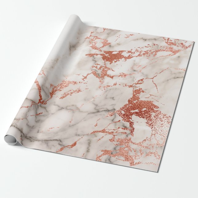 Papel De Regalo Textura de mármol de oro Rosa 2 (Desenrollado)