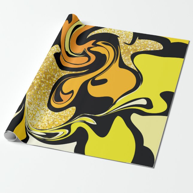Papel De Regalo Textura de mármol dorado de lujo (Desenrollado)