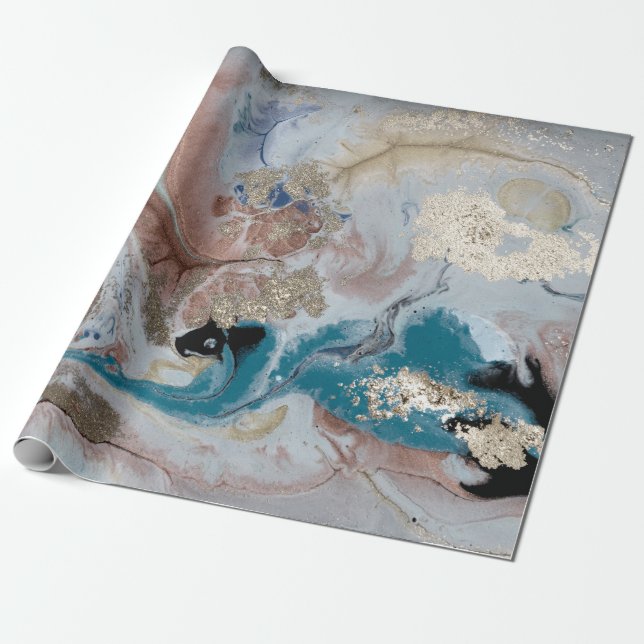Papel De Regalo Textura de Mármol Dorado Frío (Desenrollado)