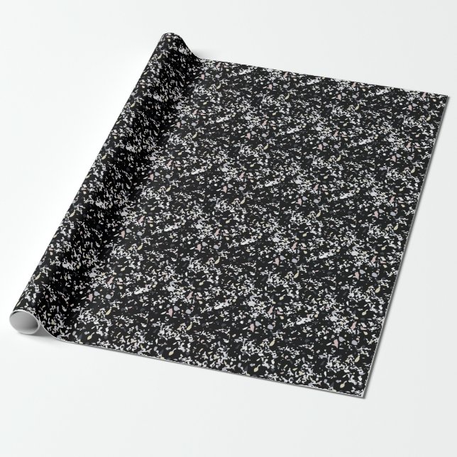 Papel De Regalo Textura de mármol negra (Desenrollado)