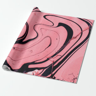 Papel De Regalo Textura de mármol rosa y negro. Pintado de mano