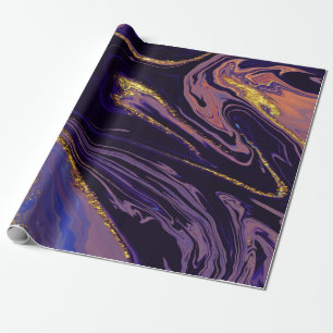 Papel De Regalo Textura de mármol violeta dorado genial