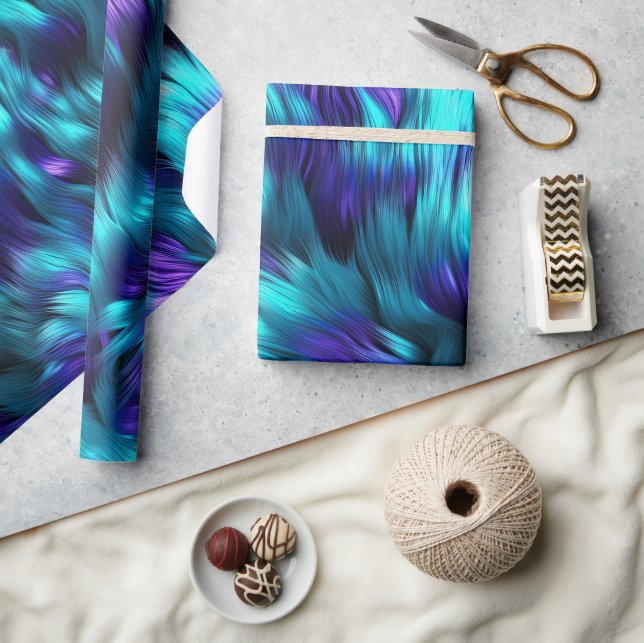 Papel De Regalo Textura de piel de monstruo azul y púrpura (Artesanía)