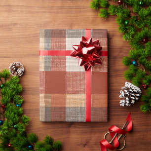 Papel De Regalo Textura de tela a cuadros de otoño cálido en óxido