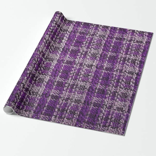 Papel De Regalo Textura de tela morada de tartán útil como fondo (Desenrollado)