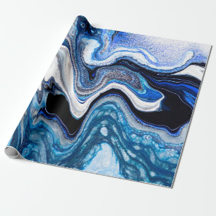 Papel De Regalo Textura líquida de mármol abstracto en gli blanc