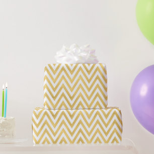 Papel De Regalo Textura metálica de Chevron dorado con brillo eleg