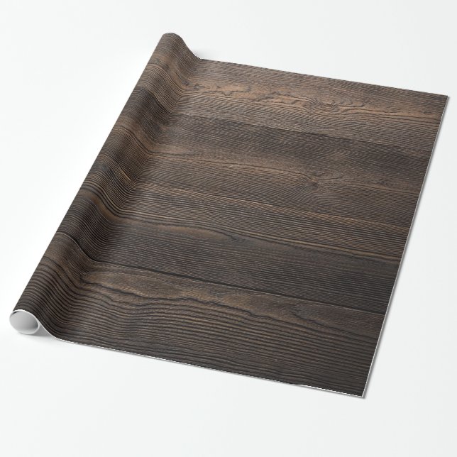 Papel De Regalo Textura Rustic Dark Brown WOOD LOOK (Desenrollado)