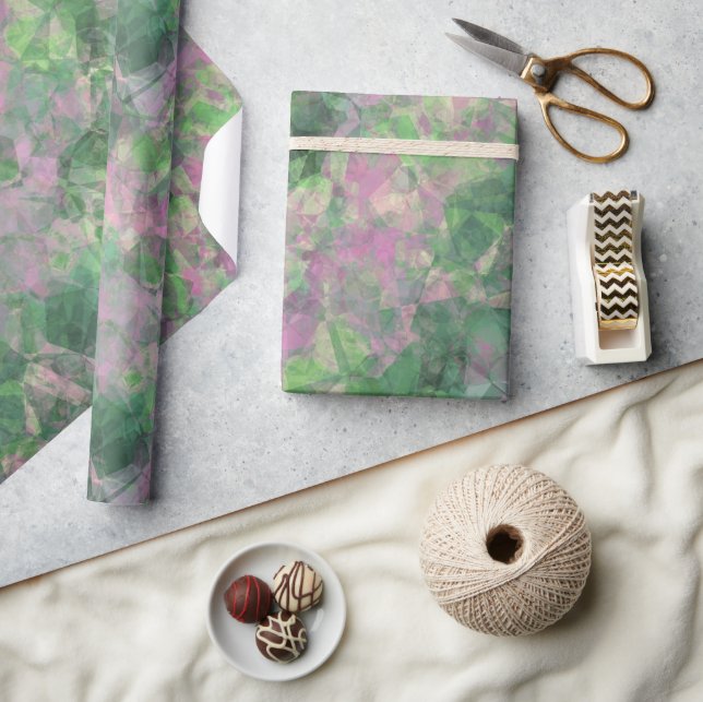 Papel De Regalo Textura verde de primavera arrugada (Artesanía)