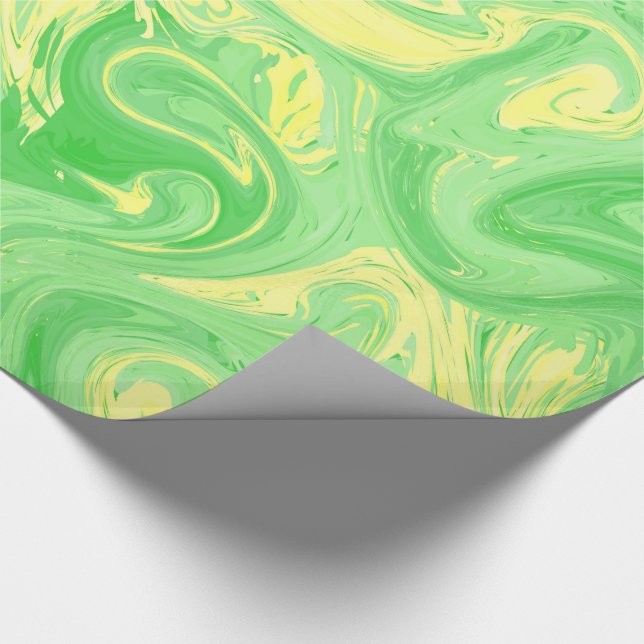 Papel De Regalo Textura veteada verde clara, técnica rica del ebru (Esquina)
