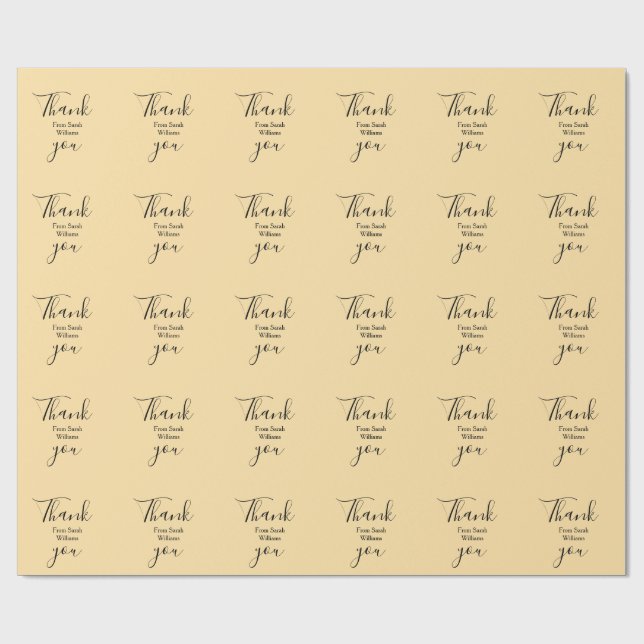 Papel De Regalo Thank you from add name yellow Pastel boho wedding (Superficie plana)