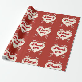 Papel De Regalo Thank You Heart with Vintage Ribbon Bows Design