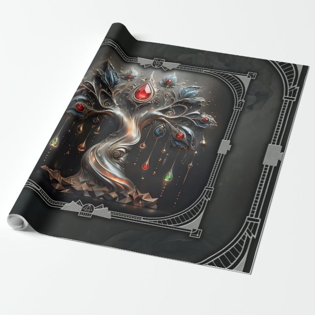 Papel De Regalo  The Art Deco Tree of Life design (Desenrollado)