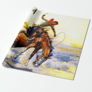 Papel De Regalo “The Bucker” Arte Occidental de Charles M Russell