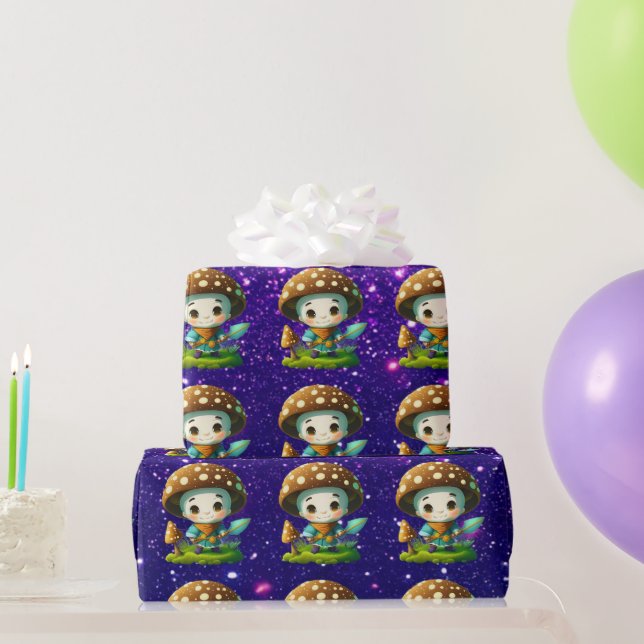 Papel De Regalo The Mushroom Guardian Cute Encantador Tema Inspira (Regalos de fiesta)