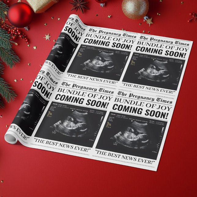 Papel De Regalo The Pregnancy Times Newspaper Custom Baby Photo (Subido por el creador)