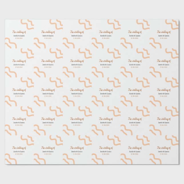 Papel De Regalo The wedding of add bride groom name date peach (Superficie plana)