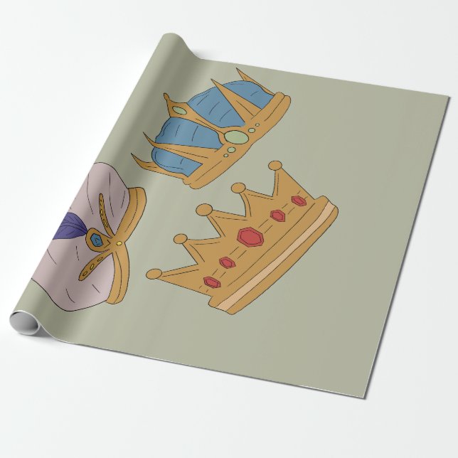 PAPEL DE REGALO THREE KING CROWN WRAPPING PAPER (Desenrollado)