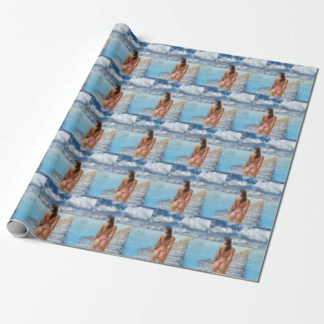 Papel De Regalo Thunder_Cove, Chica de bikini (Desenrollado)