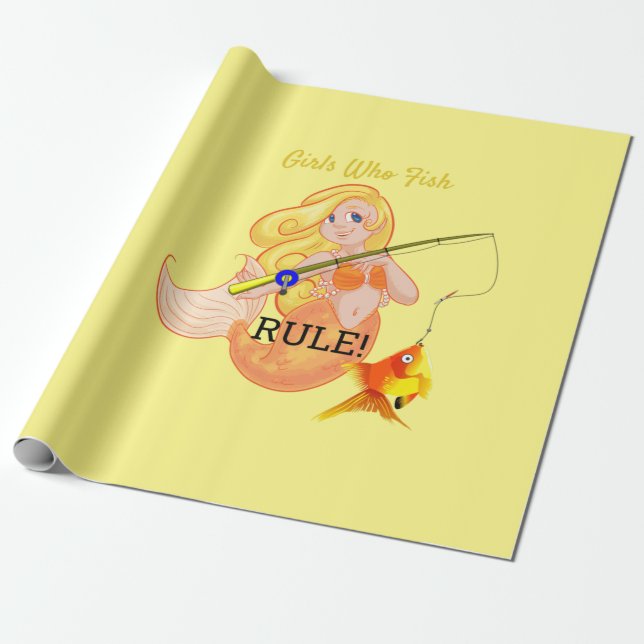 Papel De Regalo Thunder_Cove, Chica de la sirena pesquera divertid (Desenrollado)