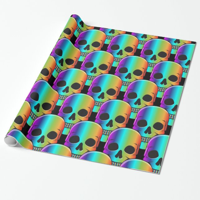 Papel De Regalo Thunder_Cove de cráneo humano psicodélico (Desenrollado)