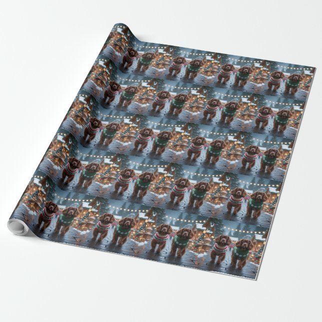 Papel De Regalo Tibetan Spaniel Dogs Christmas Snow Holiday (Desenrollado)