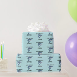 Papel De Regalo Tiburón azul chiflado personalizado