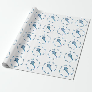Papel De Regalo Tiburón ballena acuarela