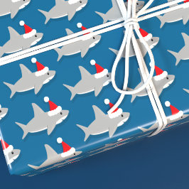 Papel De Regalo Tiburón blanco en vacaciones de Navidades de Santa