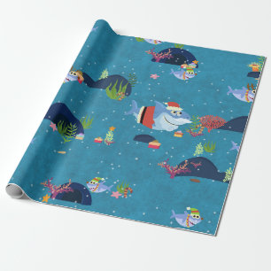 Papel De Regalo Tiburón navidad