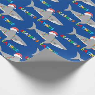 Papel De Regalo Tiburón Navidad burdo
