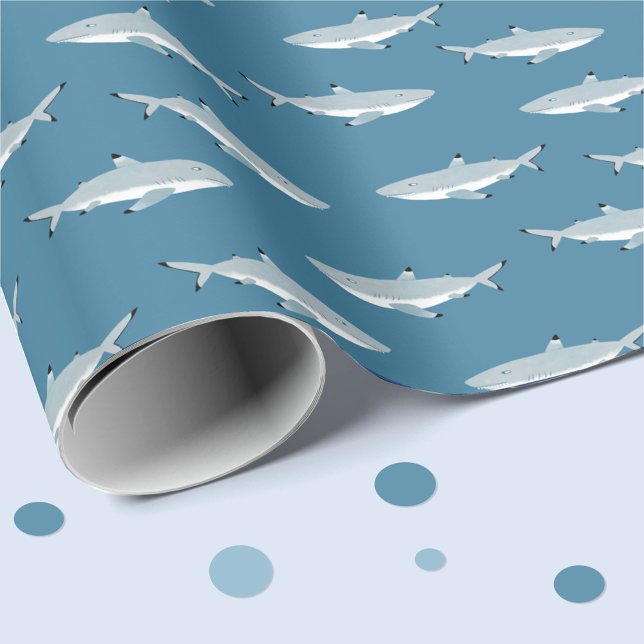 Papel De Regalo Tiburón negro de arrecife (Black Tipped Reef Shark gift wrapping paper)