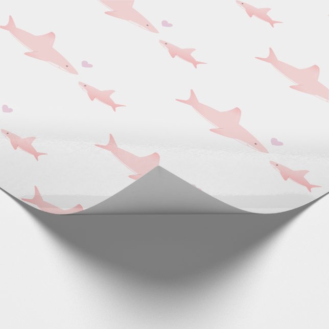 Papel De Regalo Tiburones finos rosados blancos | BABY SHOWER (Esquina)