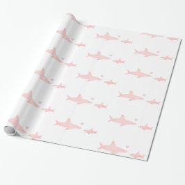Papel De Regalo Tiburones finos rosados blancos | BABY SHOWER